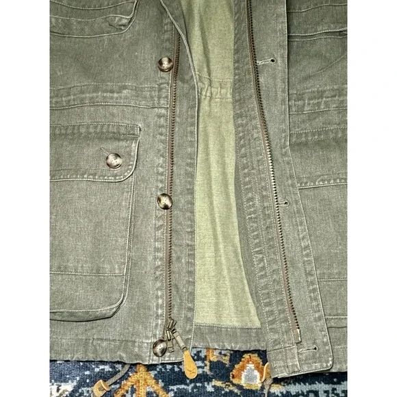 VTG Eddie Bauer Cotton Field Jacket Green Men Medium Chore Barn Utility *see pic - Picture 3 of 11
